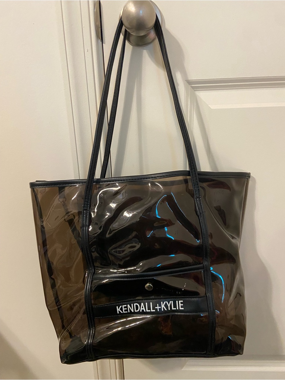 Kendall & Kylie Black Clear Tote with Front Logo